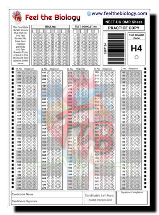 NEET 2021 OMR Sheet : Download Sample OMR Sheet Pdf For Practice - Feel ...